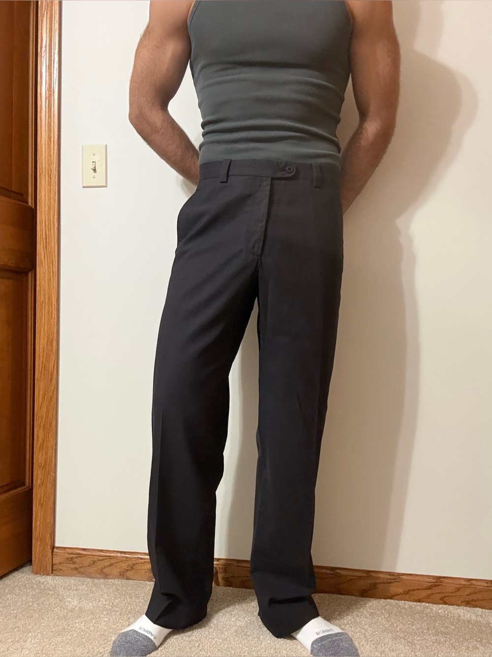 Zanella super 120 black plaid trousers 33x32